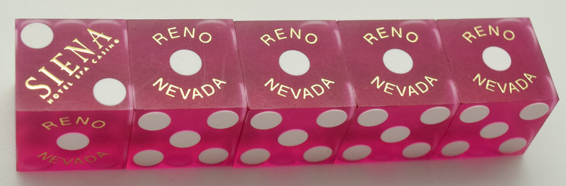 Siena Casino Reno NV Used Purple Sanded Stick of 5 Dice