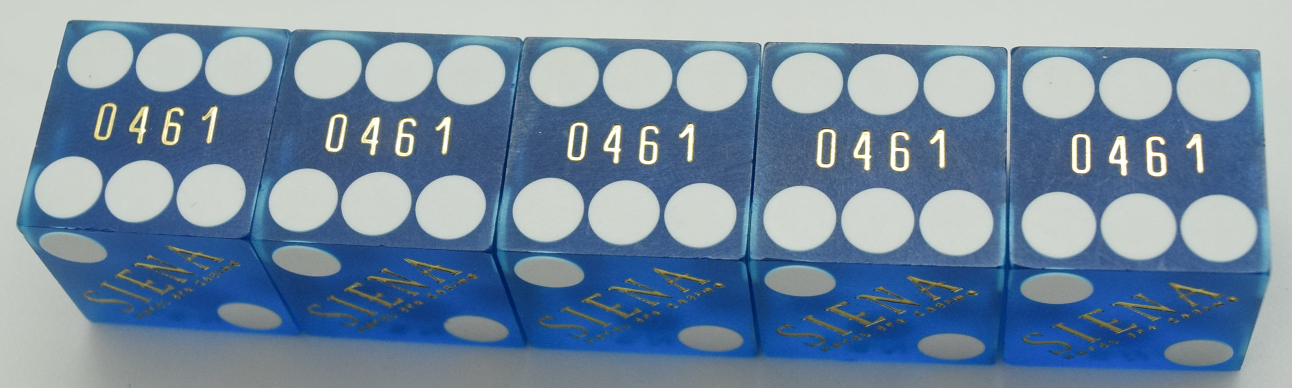 Siena Casino Reno NV Used Blue Sanded Stick of 5 Dice