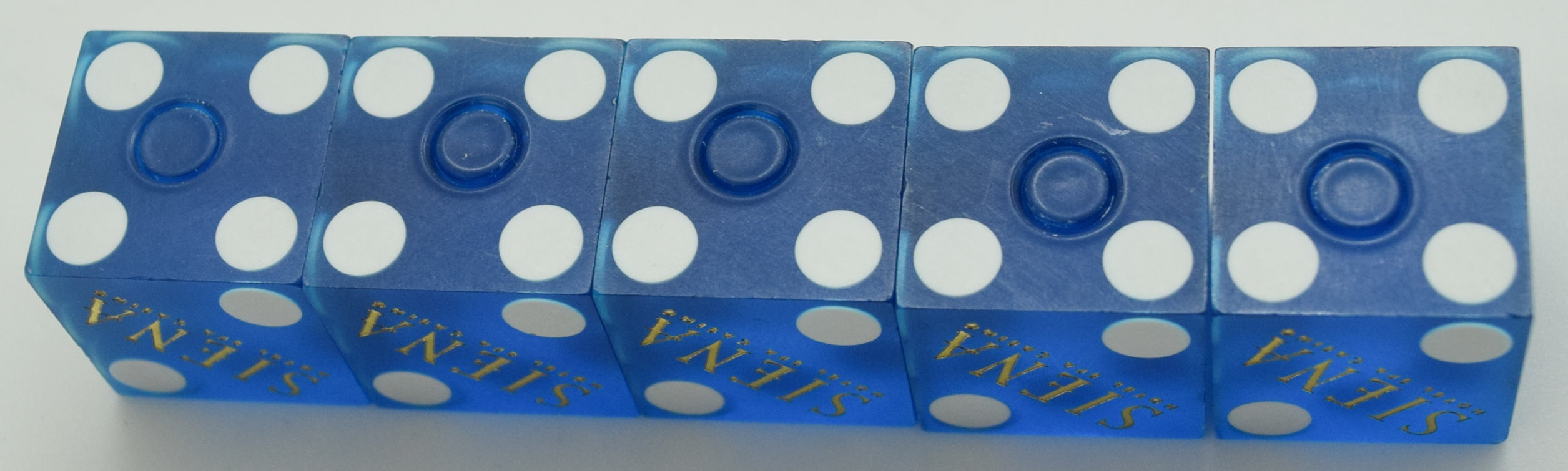 Siena Casino Reno NV Used Blue Sanded Stick of 5 Dice