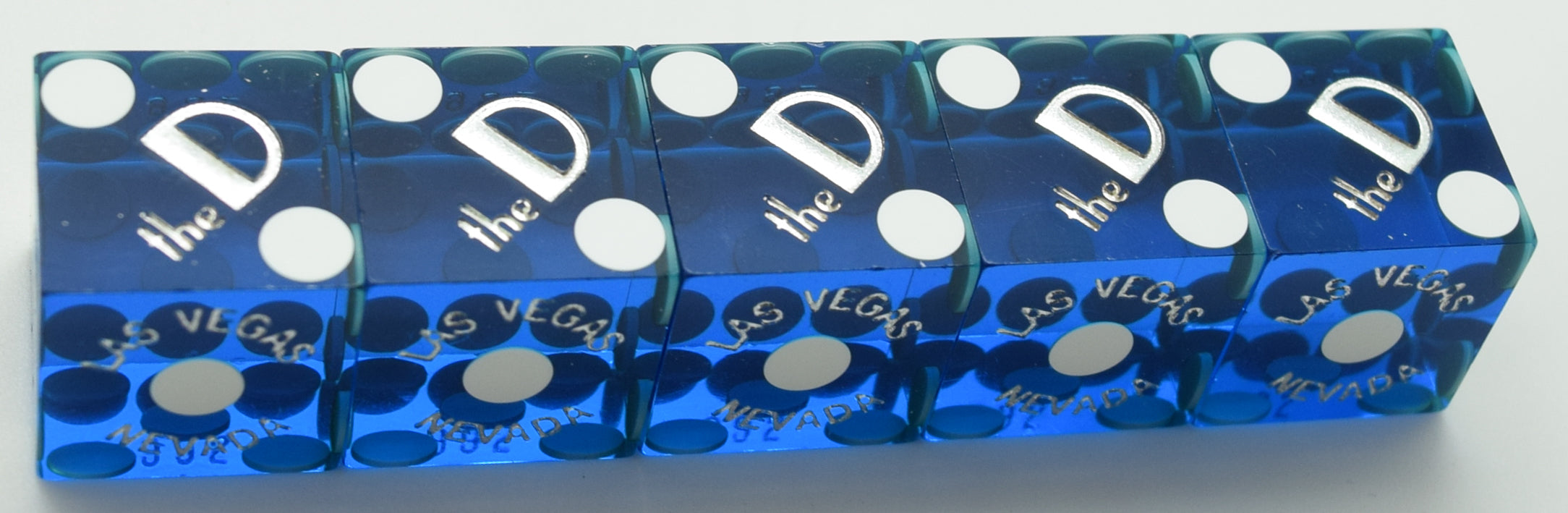 The D Casino Las Vegas NV Used Blue Polished Stick of 5 Dice