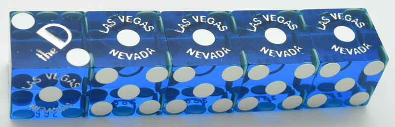 The D Casino Las Vegas NV Used Blue Polished Stick of 5 Dice