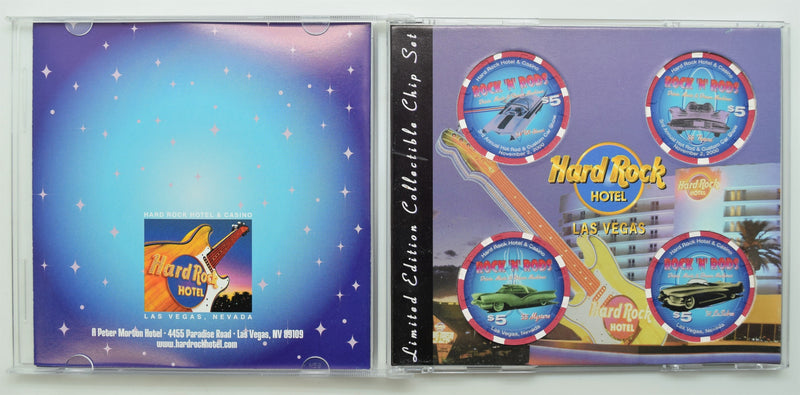 Hard Rock Hotel & Casino Las Vegas Nevada Rock 'N' Rods Skinny Cursive Text CD Set of 4 Chips 2000