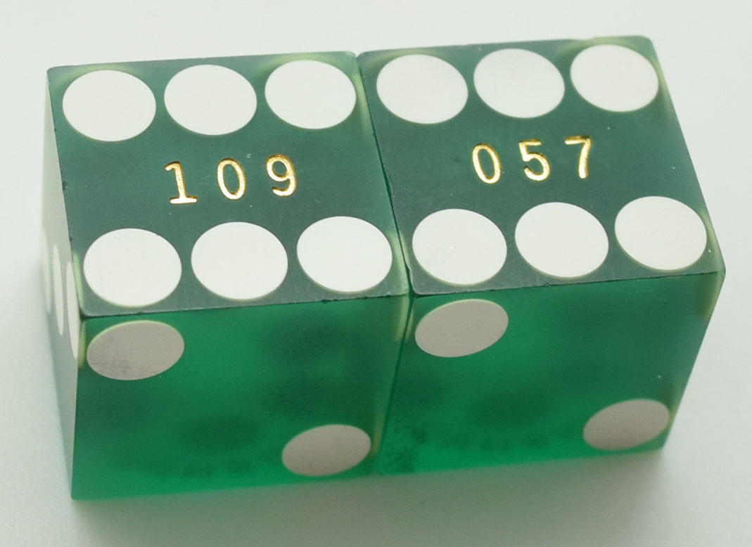 Sunset Station Casino Henderson Nevada Green Used Pair of Dice