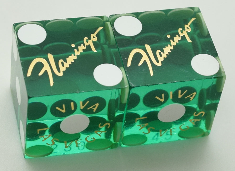 Flamingo Casino Las Vegas Nevada Green Used Pair of Dice