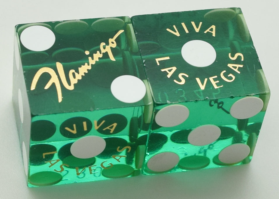 Flamingo Casino Las Vegas Nevada Green Used Pair of Dice