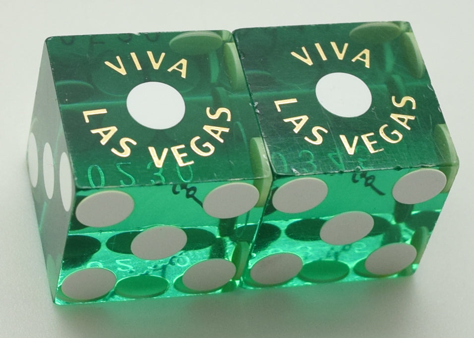 Flamingo Casino Las Vegas Nevada Green Used Pair of Dice