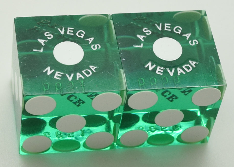 Palace Station Casino Las Vegas Nevada Green Used Pair of Dice