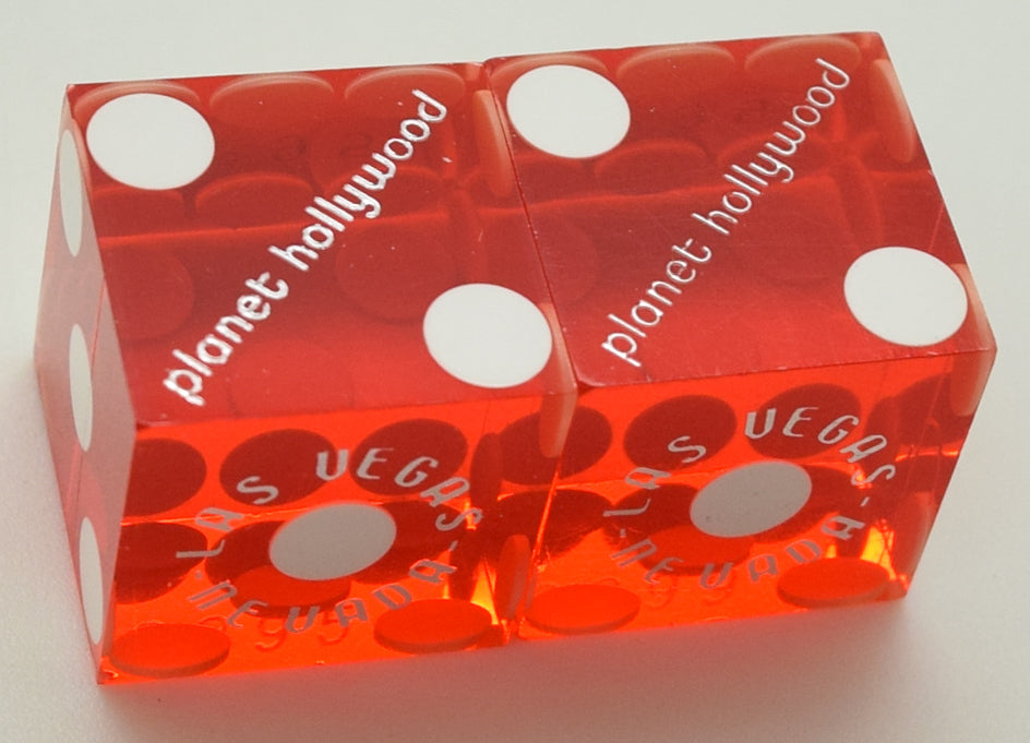 Planet Hollywood Casino Las Vegas Nevada Red Used Pair of Dice