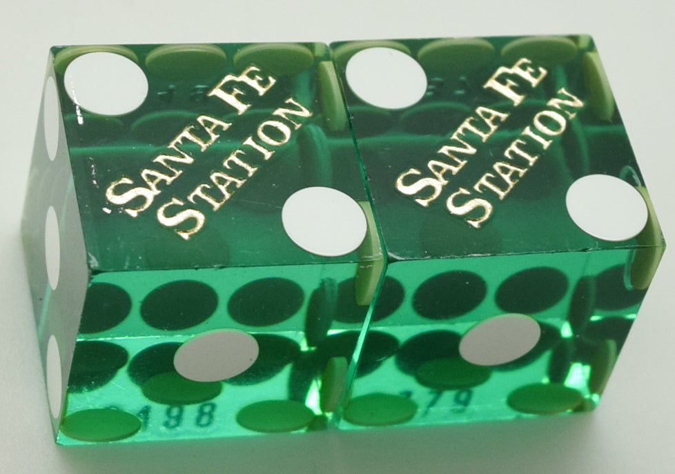 Santa Fe Station Casino Las Vegas Nevada Green Used Pair of Dice