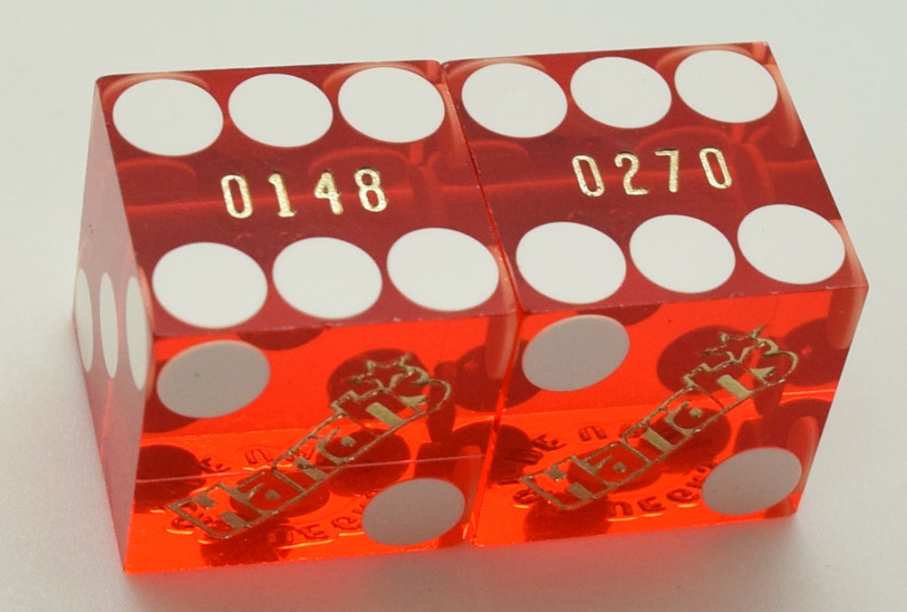 Harrah's Casino Las Vegas Nevada Red Used Pair of Dice