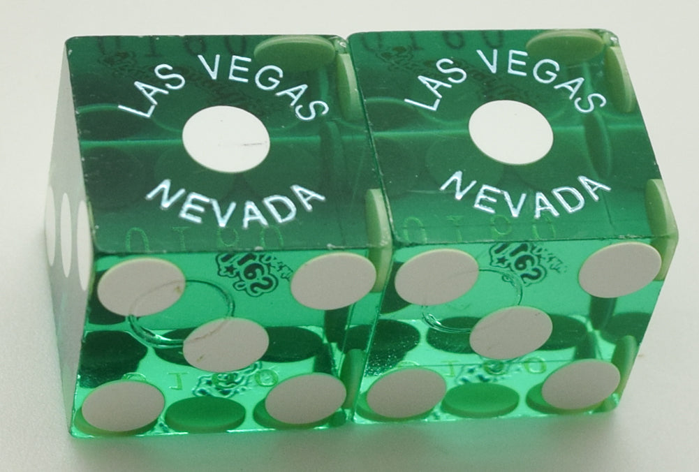 Arizona Charlie's Casino Las Vegas Nevada Green (Silver Foil) Used Pair of Dice