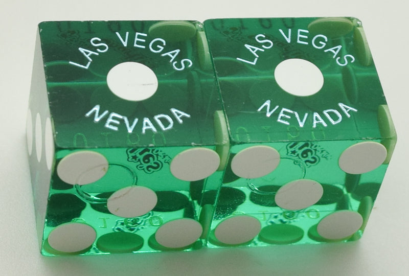 Arizona Charlie's Casino Las Vegas Nevada Green (Silver Foil) Used Pair of Dice