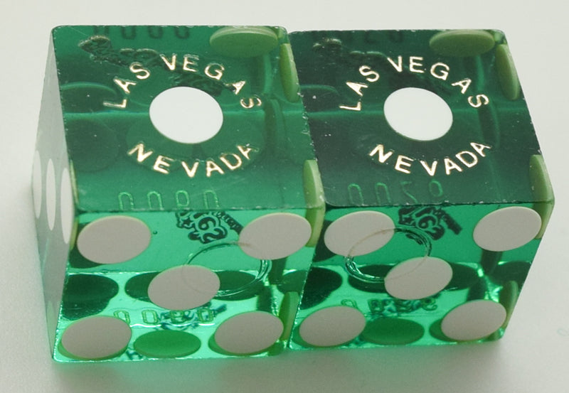 Arizona Charlie's Casino Las Vegas Nevada Green (Gold Foil) Used Pair of Dice