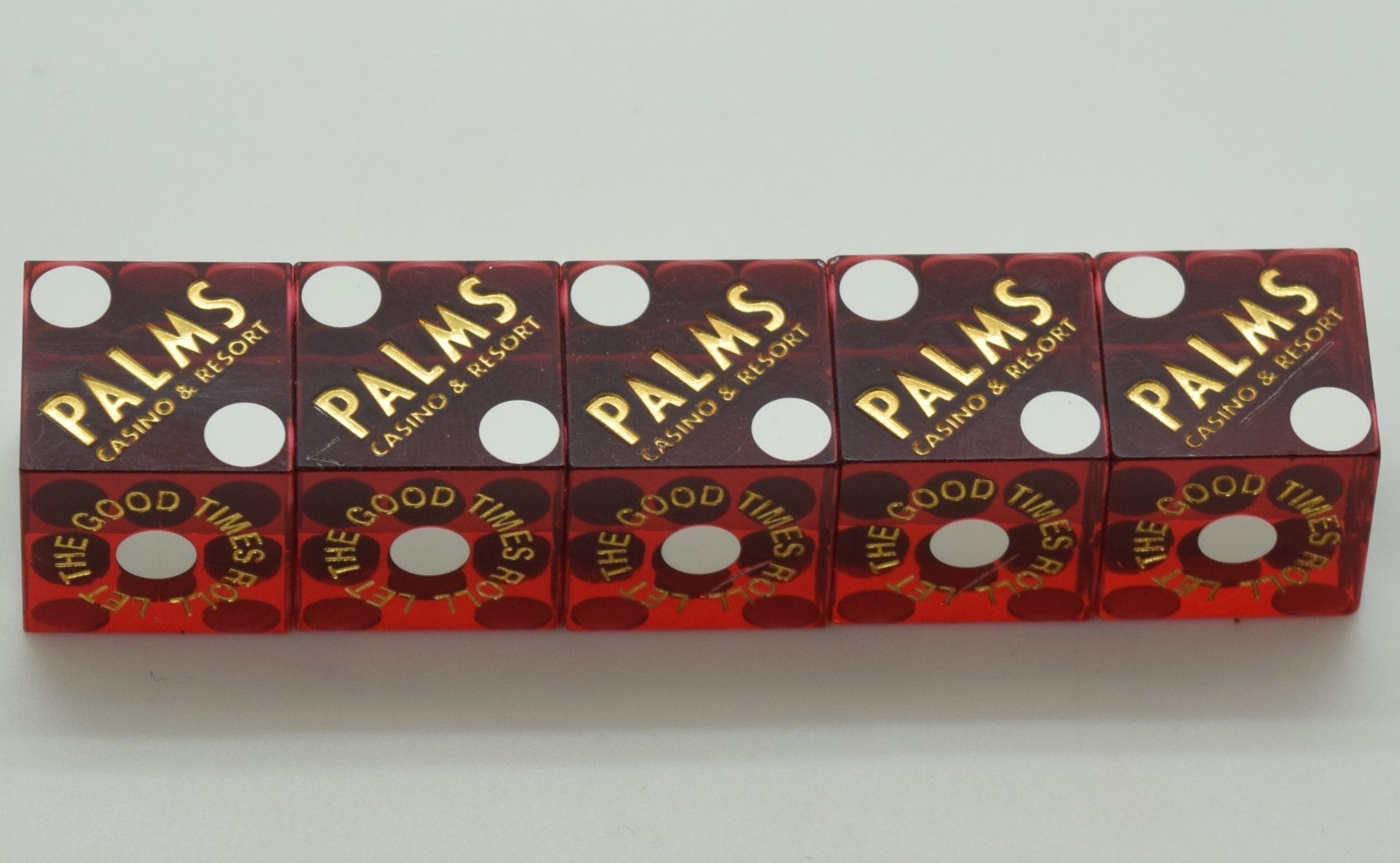 Palms Casino & Resort Used Dark Red Las Vegas Casino Dice Stick of 5