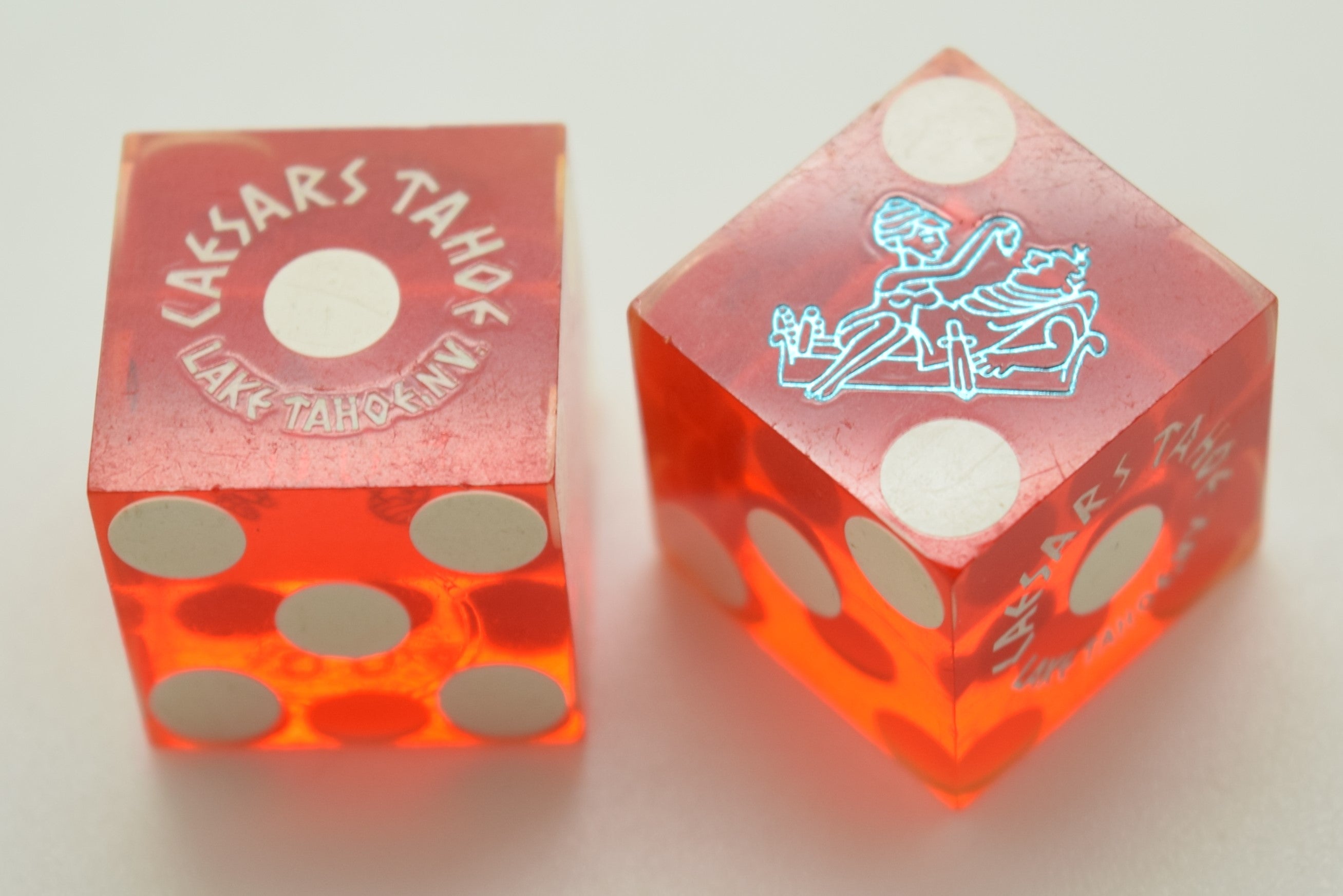 Caesars Tahoe Nevada Red Dice Pair Matching Numbers