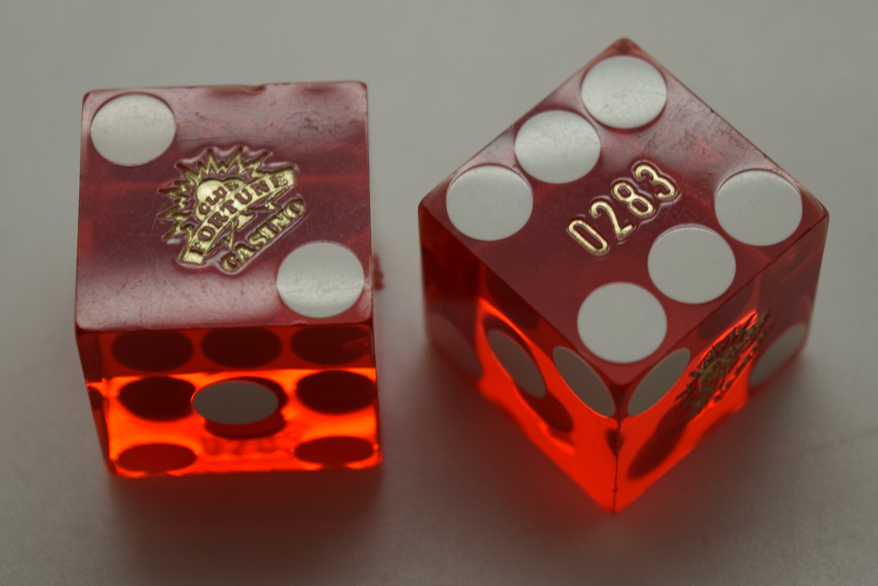 Club Fortune Casino Las Vegas Nevada Red Dice Pair Matching Numbers