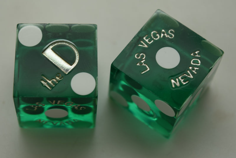 The D Casino Las Vegas Nevada Green Dice Pair Matching Numbers