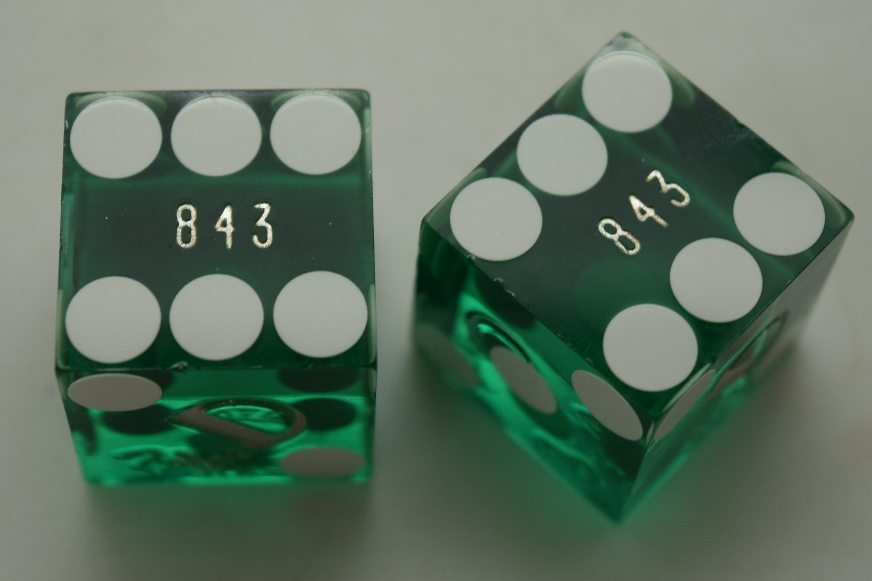 The D Casino Las Vegas Nevada Green Dice Pair Matching Numbers