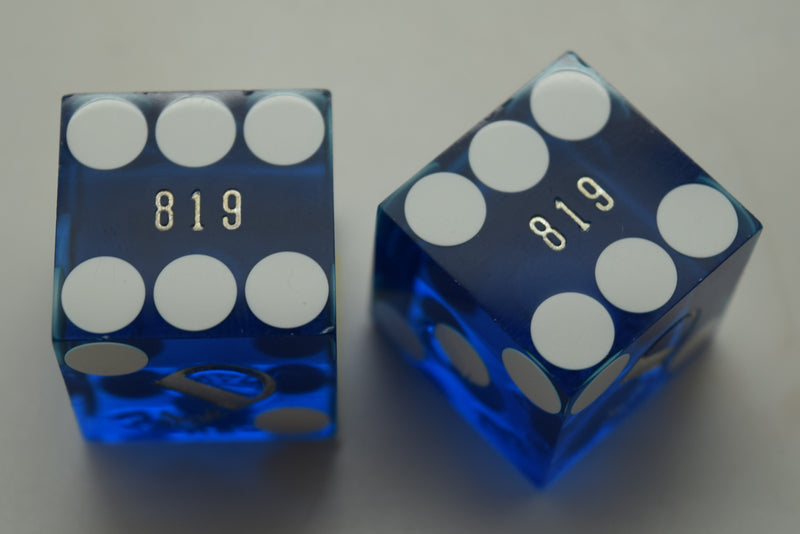 The D Casino Las Vegas Nevada Blue Dice Pair Matching Numbers