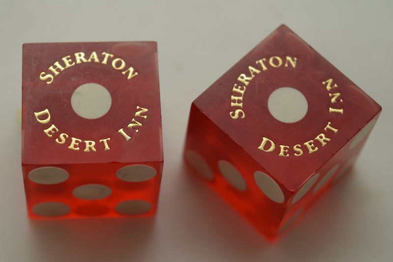 Sheraton Desert Inn Casino Las Vegas Nevada Red Dice Pair Matching Numbers