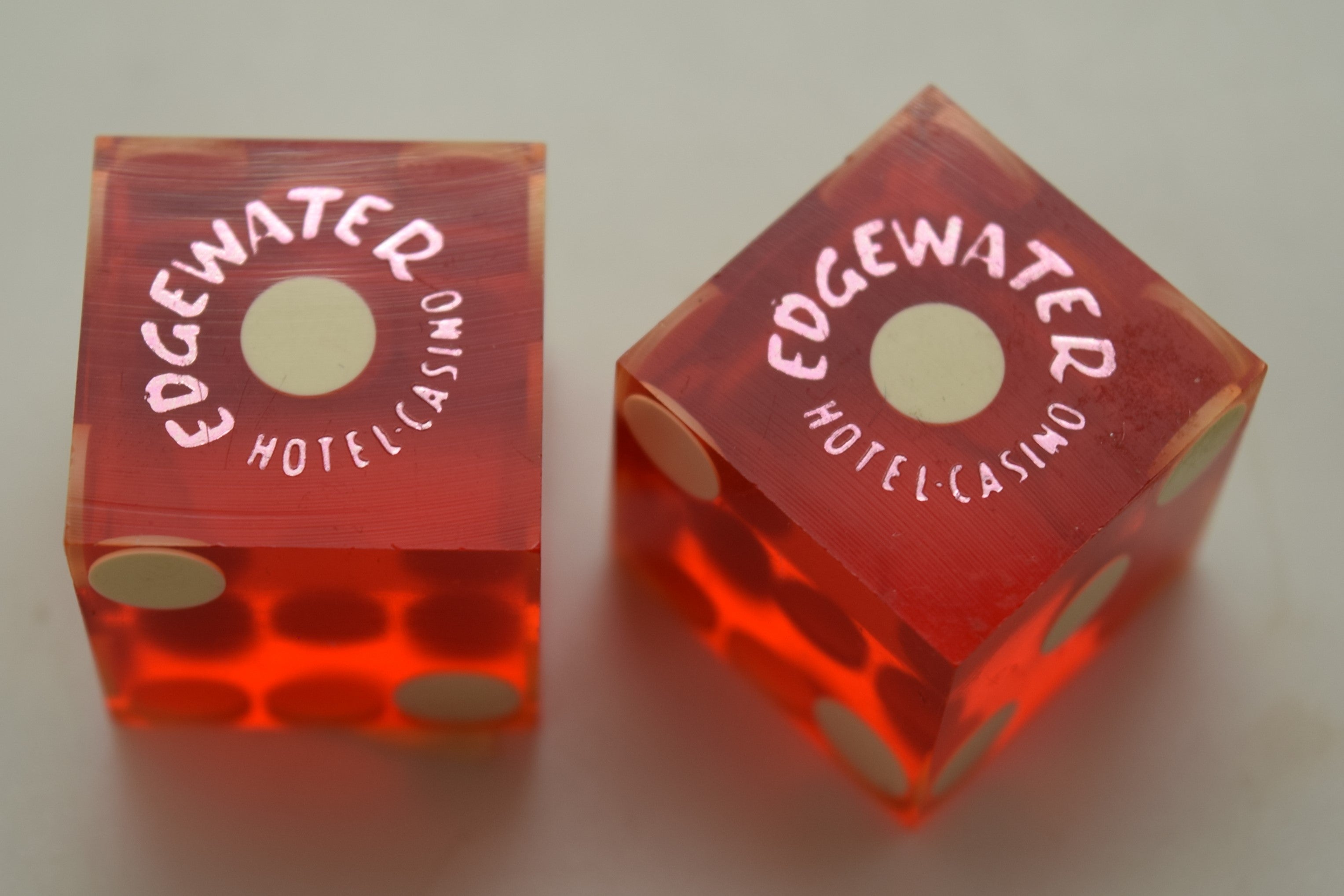 Edgewater Casino Laughlin Nevada Red Dice Pair Vintage