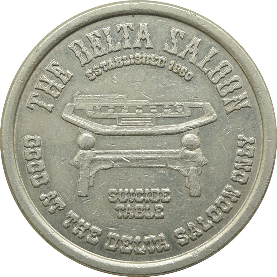 Delta Saloon Casino Virginia City NV $1 "Suicide Table" Token 1979