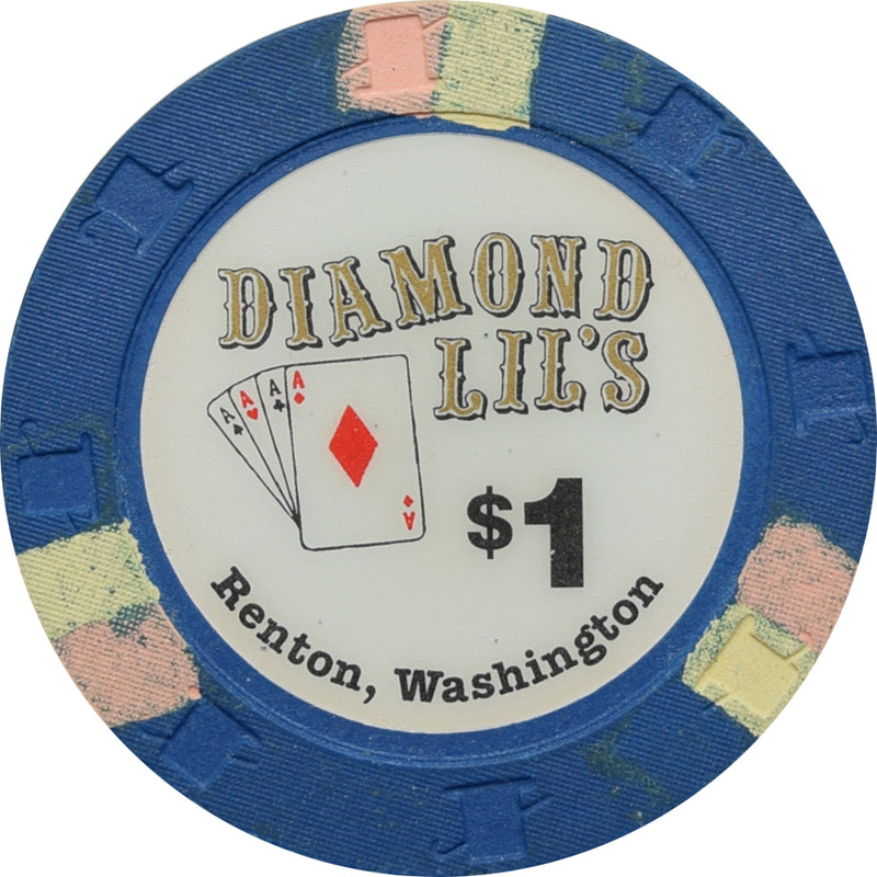 Diamond Lil's Card Casino Renton WA $1 Chip