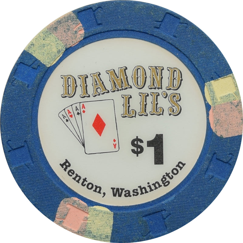Diamond Lil's Card Casino Renton WA $1 Chip