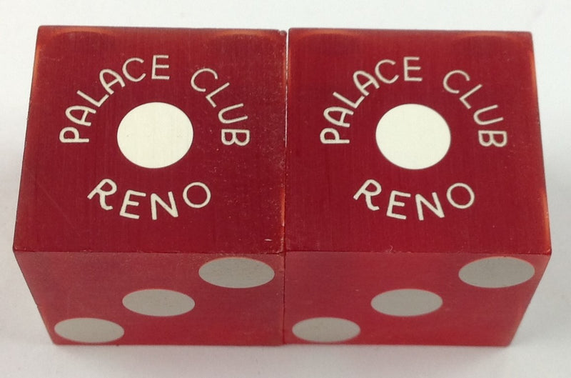 Palace Club Hotel and Casino Used Red Dice From the 60's & 70's, Green Foil, Pair - Spinettis Gaming - 1