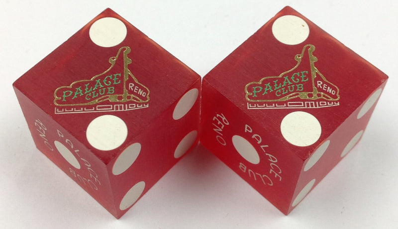 Palace Club Hotel and Casino Used Red Dice From the 60's & 70's, Green Foil, Pair - Spinettis Gaming - 2