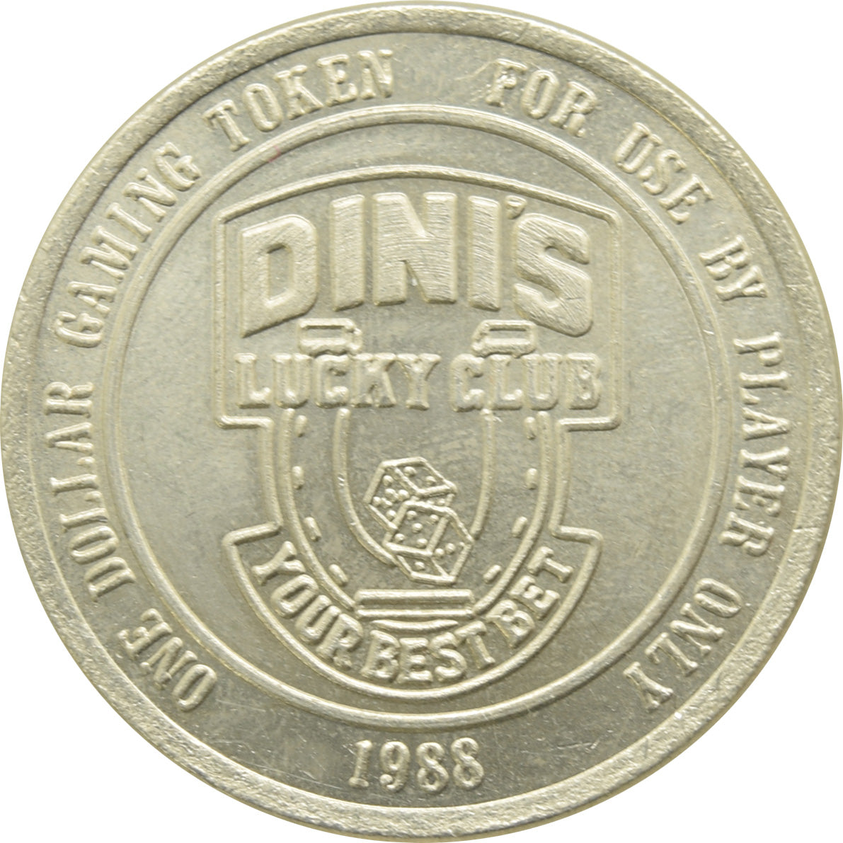 Lucky Club (Dini's) Yerington NV $1 Token 1988