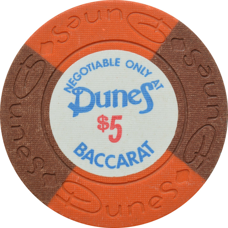 Dunes Casino Las Vegas Nevada $5 Negotiable Only Baccarat Chip 1974