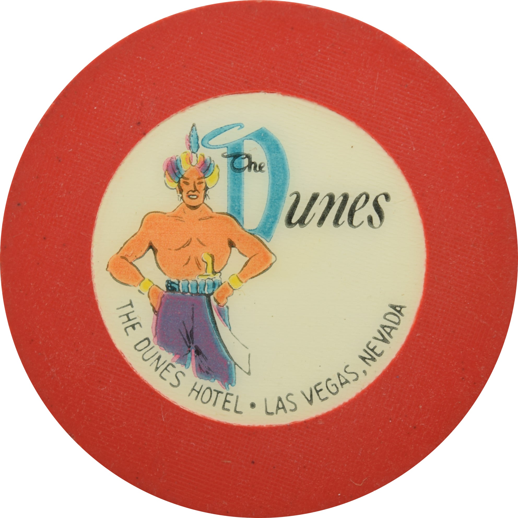 Dunes Casino Las Vegas Nevada Red Roulette Chip 1955