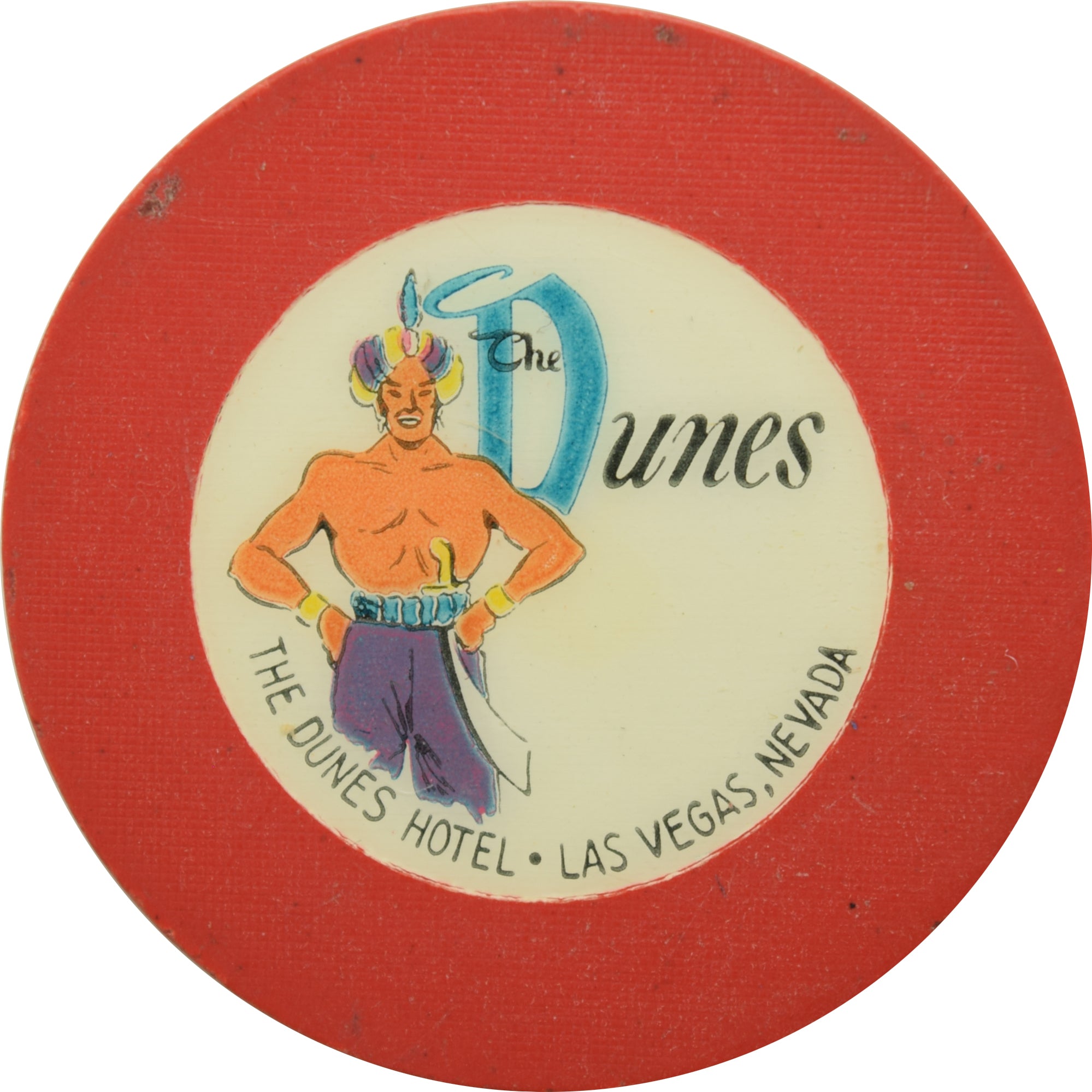 Dunes Casino Las Vegas Nevada Red Roulette Chip 1955