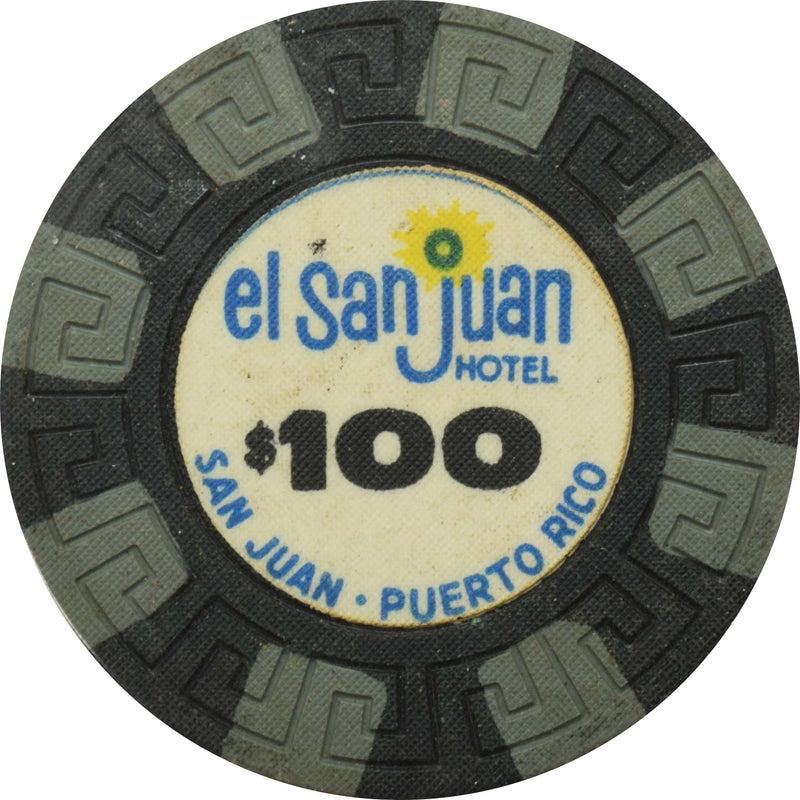 El San Juan Hotel Casino Isla Verde Puerto Rico $100 Gray Edgespots Chip