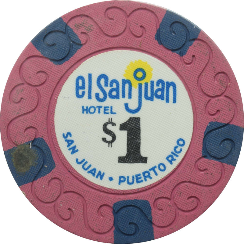 El San Juan Hotel Casino Isla Verde Puerto Rico $1 Scroll Chip