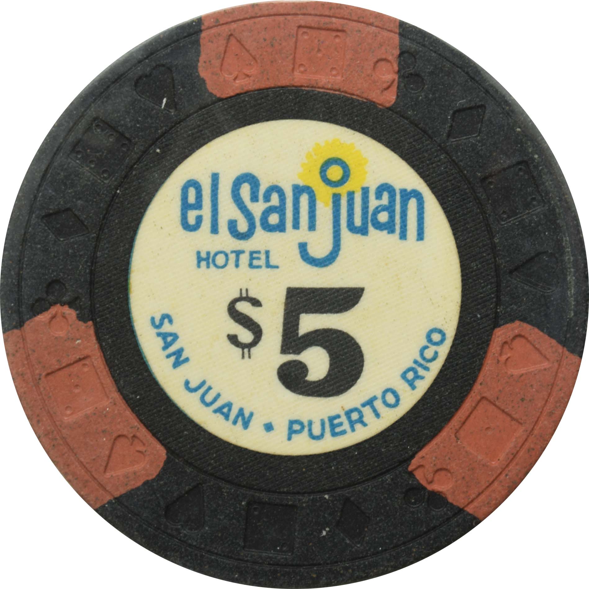 El San Juan Hotel Casino Isla Verde Puerto Rico $5 Black Ewing Chip