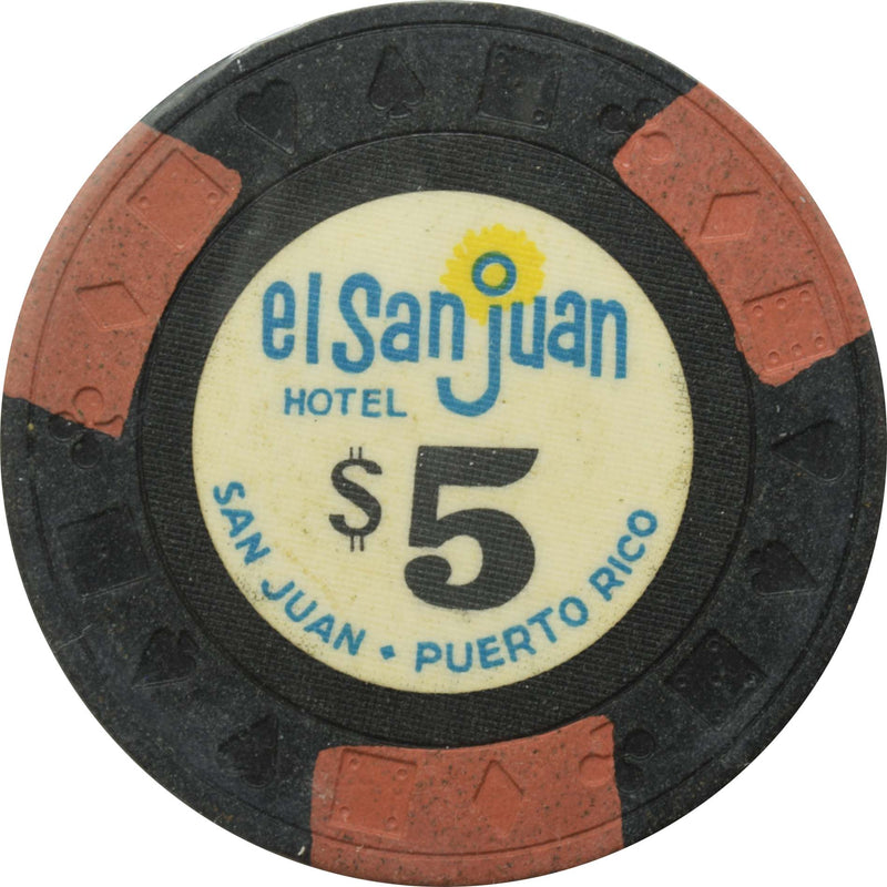 El San Juan Hotel Casino Isla Verde Puerto Rico $5 Black Ewing Chip