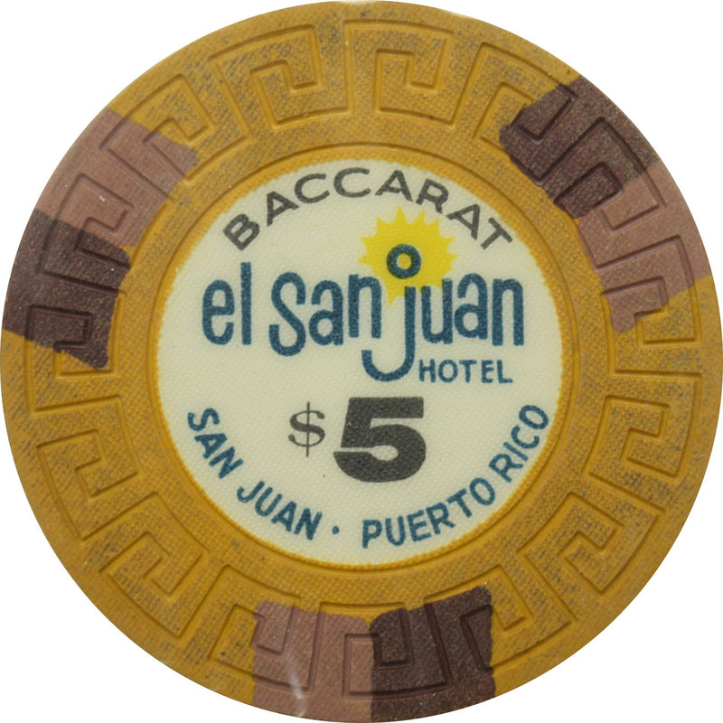 El San Juan Hotel Casino Isla Verde Puerto Rico $5 Baccarat LgKey Chip