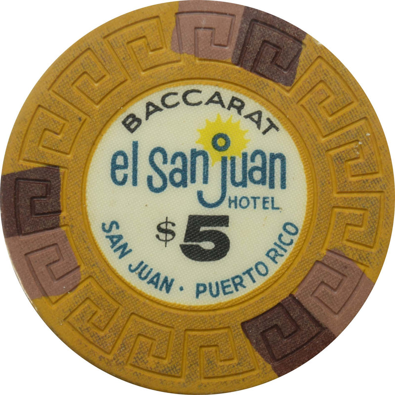 El San Juan Hotel Casino Isla Verde Puerto Rico $5 Baccarat LgKey Chip