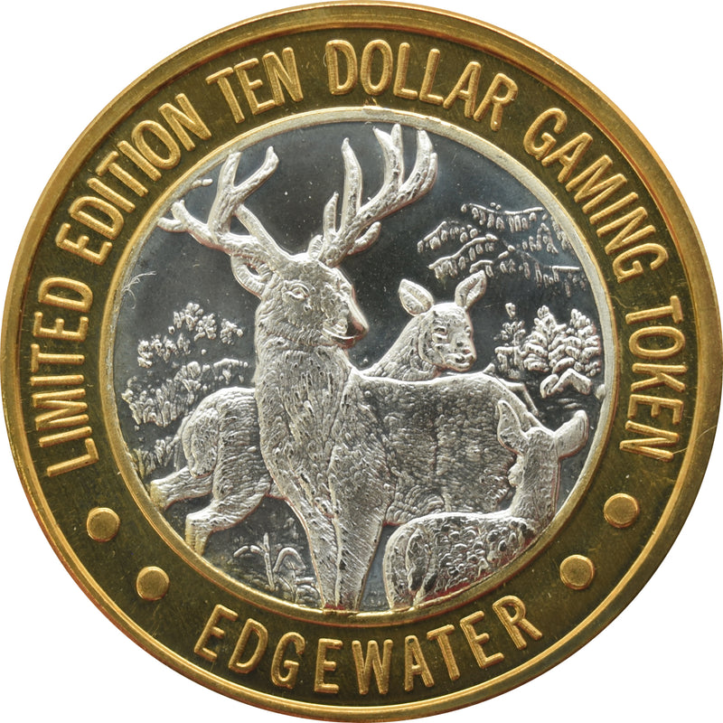 Edgewater Casino Laughlin "Deer" $10 Silver Strike .999 Fine Silver 1994