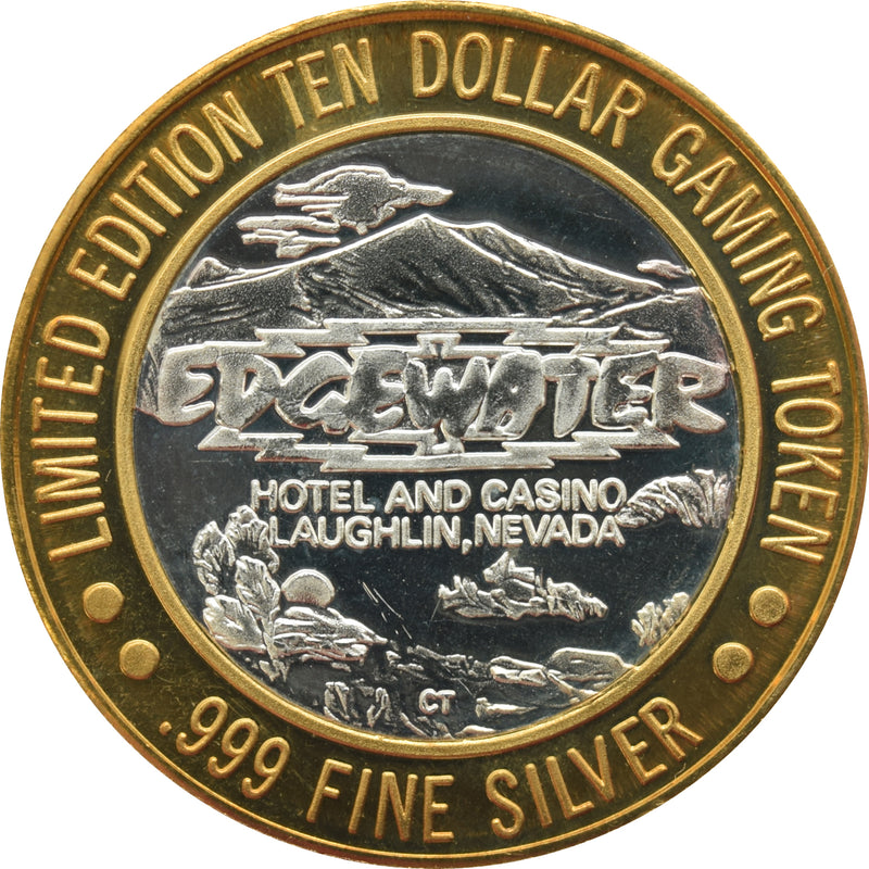 Edgewater Casino Laughlin "Buffalo" $10 Silver Strike .999 Fine Silver 1994
