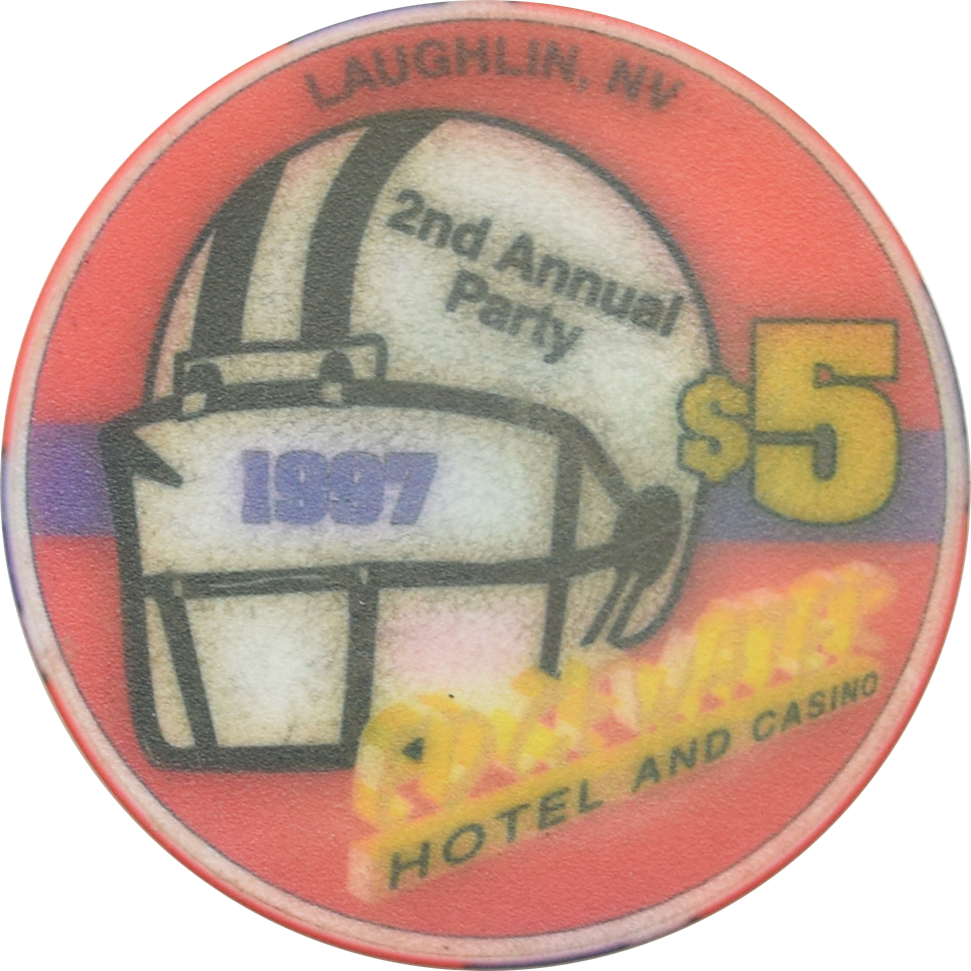 Edgewater Casino Laughlin Nevada $5 Football Super Sunday XXXII Chip 1997