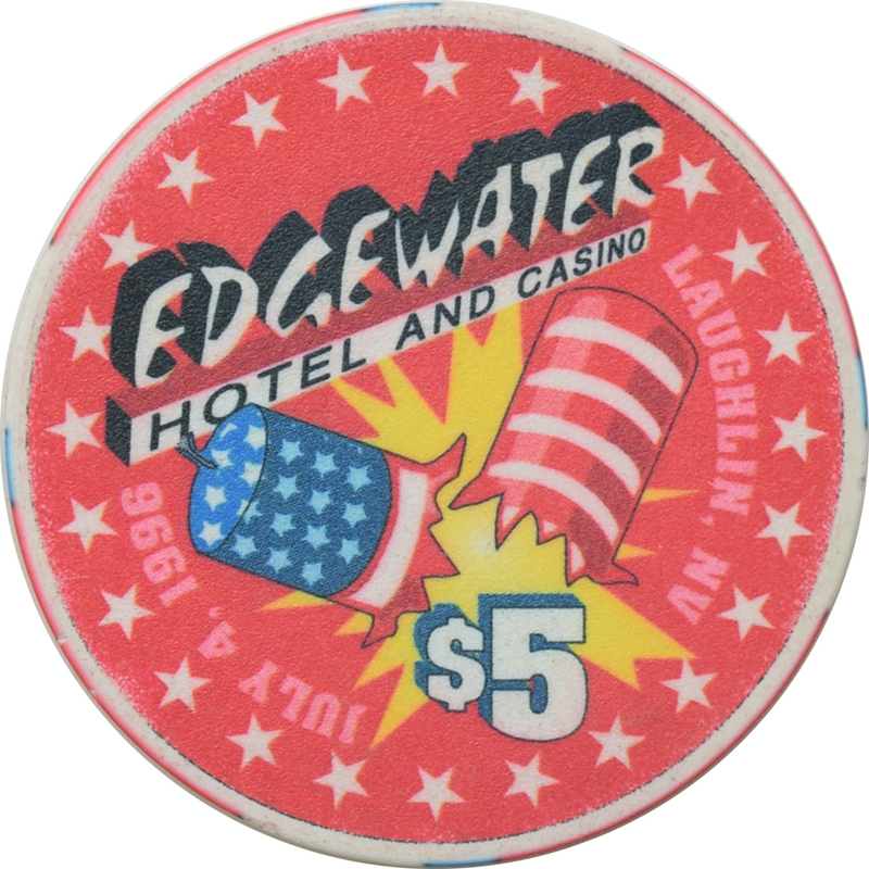 Edgewater Casino Laughlin Nevada $5 Independence Day 4th of July Chip 1996