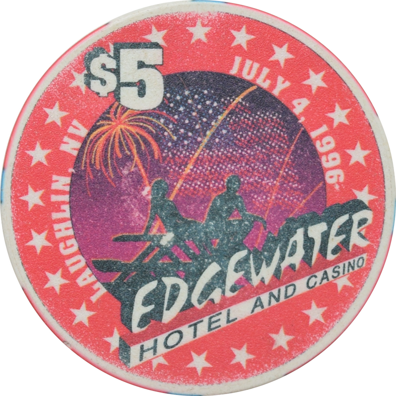 Edgewater Casino Laughlin Nevada $5 Independence Day 4th of July Chip 1996