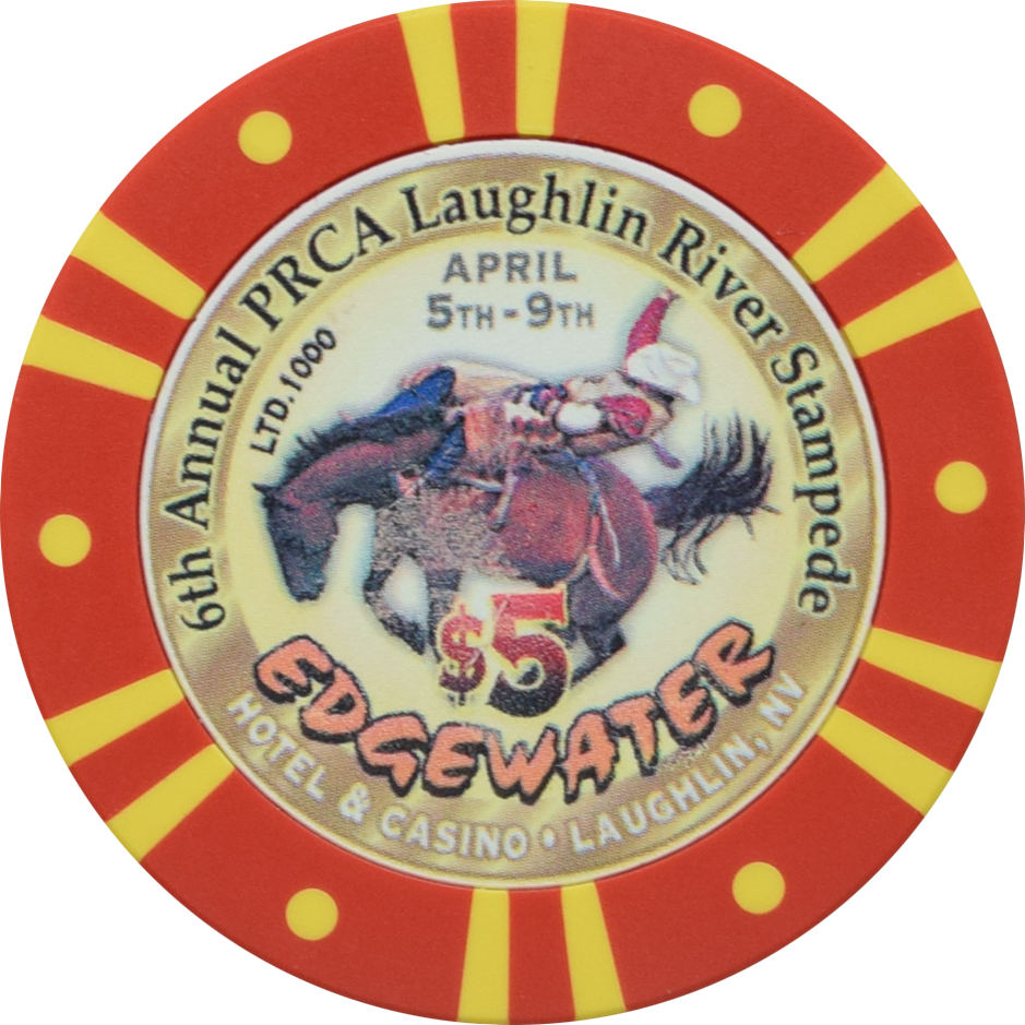 Edgewater Casino Laughlin Nevada $5 Sixth Annual PRCA Laughlin River Stampede Chip 2000