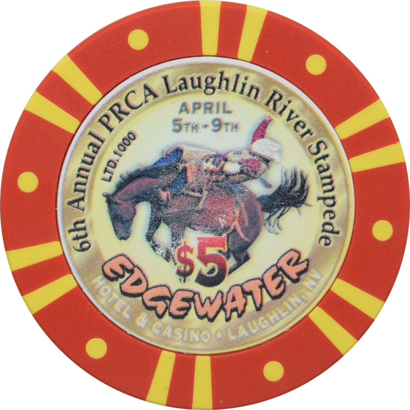 Edgewater Casino Laughlin Nevada $5 Sixth Annual PRCA Laughlin River Stampede Chip 2000