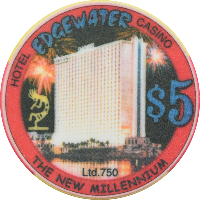 Edgewater Casino Laughlin Nevada $5 Happy New Year Chip 2001