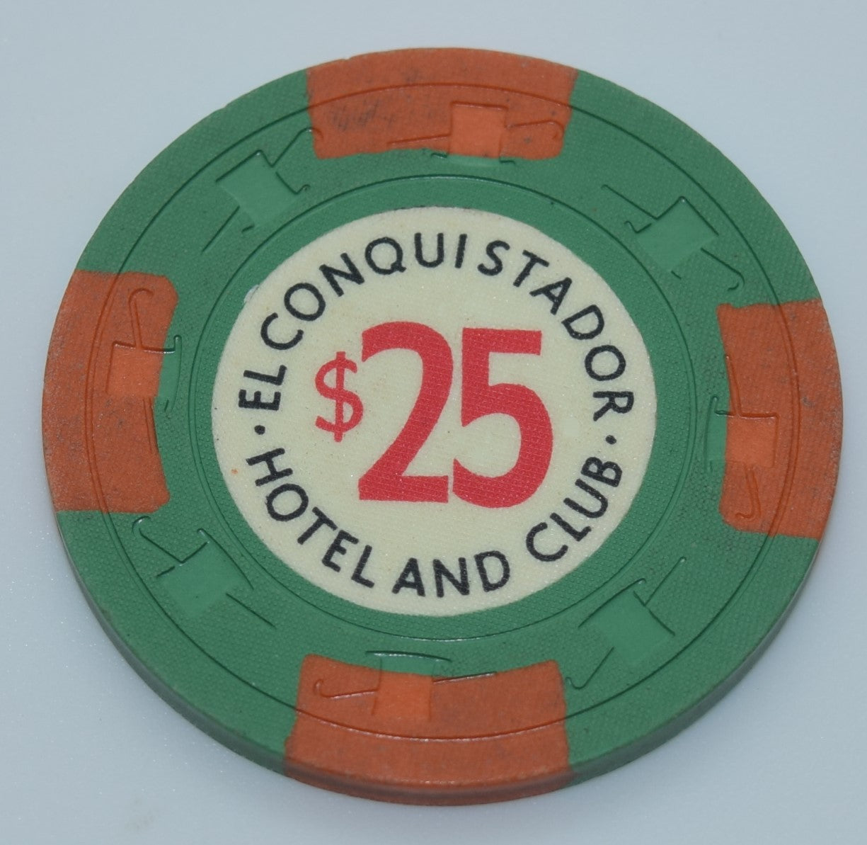 El Conquistador Hotel and Club Puerto Rico $25 Chip With Orange Edge Spots