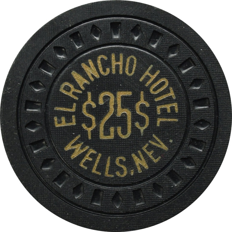 El Rancho Hotel Casino $25 Chip Wells Nevada 1966